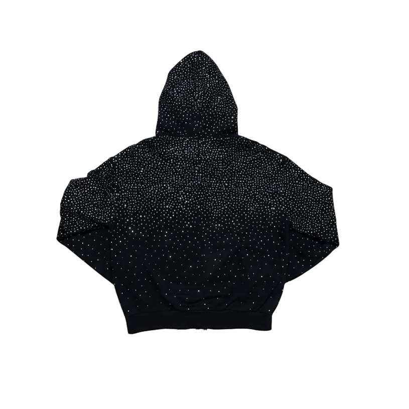 Rhinestone Black ZIP Hoodie 500gsm