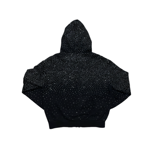 Rhinestone Black ZIP Hoodie 500gsm