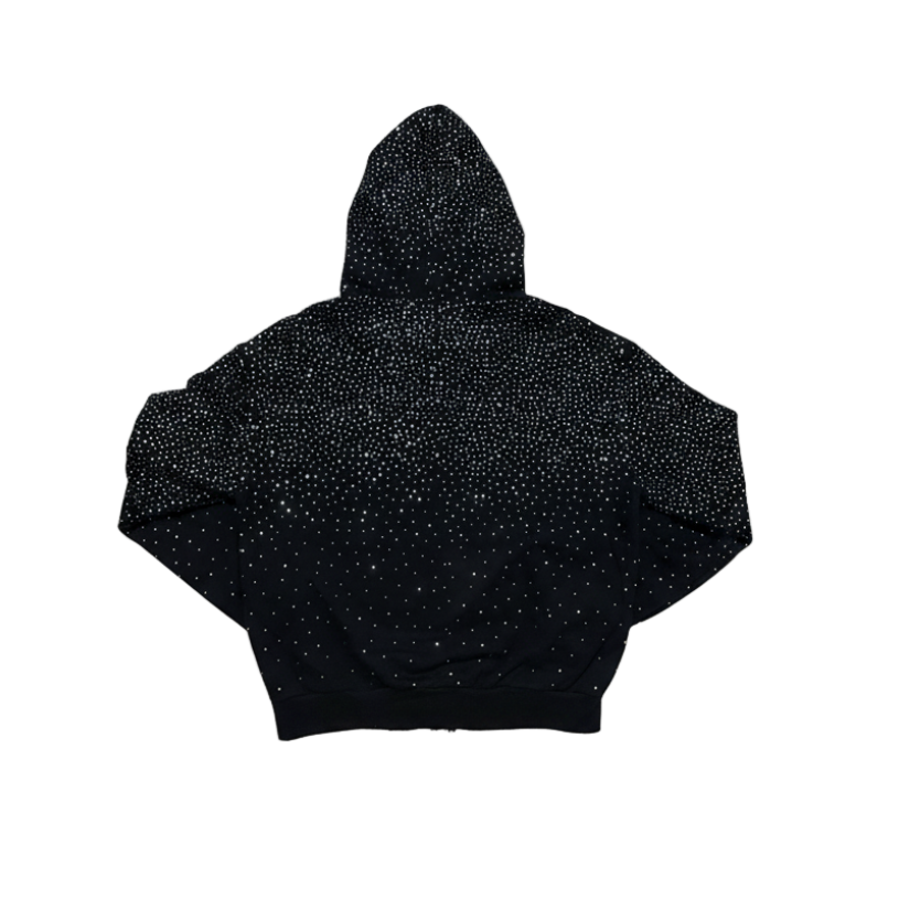 Rhinestone Black ZIP Hoodie 500gsm