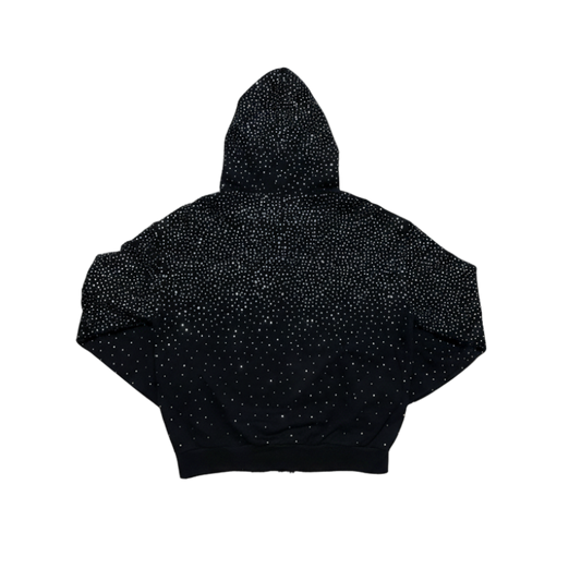 Rhinestone Black ZIP Hoodie 500gsm